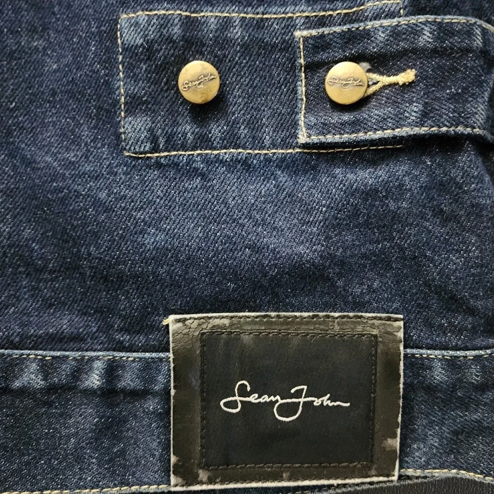 Sean John Y2K‎ Mens Denim Jacket Dark Blue Hip Hop Trucker XL